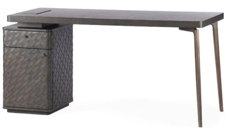 Luxury Woven Oak Executive Desk with Metal Legs