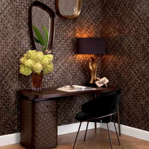 Luxus gewebter Eichenschreibtisch mit Metallbeinen von Luxury Group International