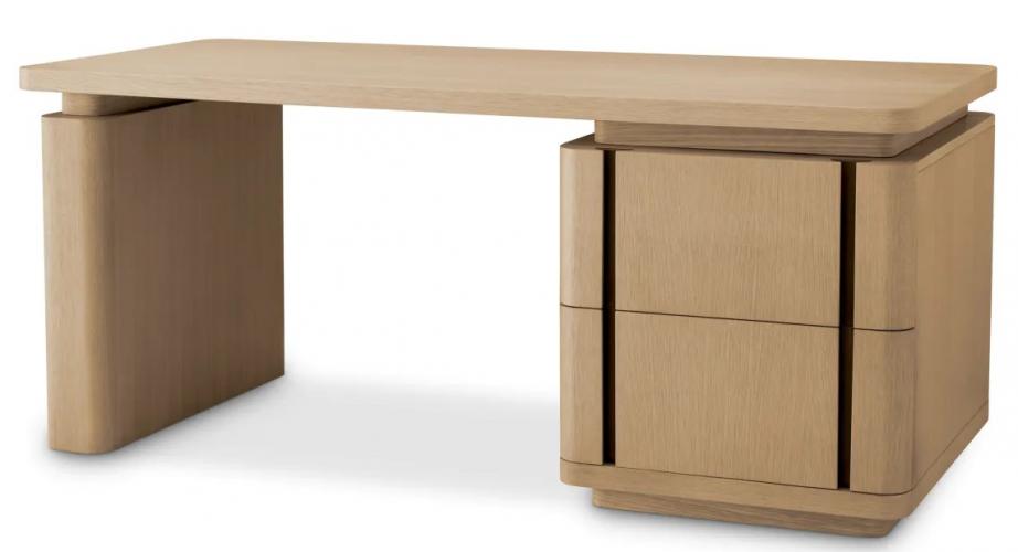 Luxury Natural Oak Veneer Bronze Finish Desk