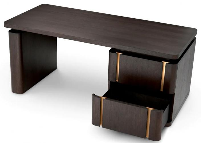 Luxury Natural Oak Veneer Bronze Finish Desk by Luxury Group International