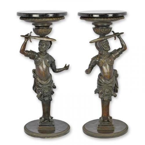 Luxury Bronze Guardian Figure Sculptural Side Tables