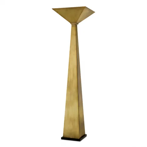Luxury Vintage Brass Finish & Black Granite Base Floor Lamp by Luxury Group International