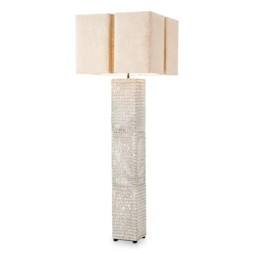 Luxury Raku Ceramic Floor Lamp with Crackled White Finish – Designer Standing Lamp by Luxury Group International