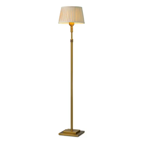 Luxury Fabric Shade Floor Lamp with Brushed Brass Stand by Luxury Group International