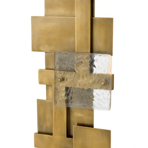 Luxury Vintage Brass Finish Glass Floor Lamp with Sleek Black Granite Base by Luxury Group International