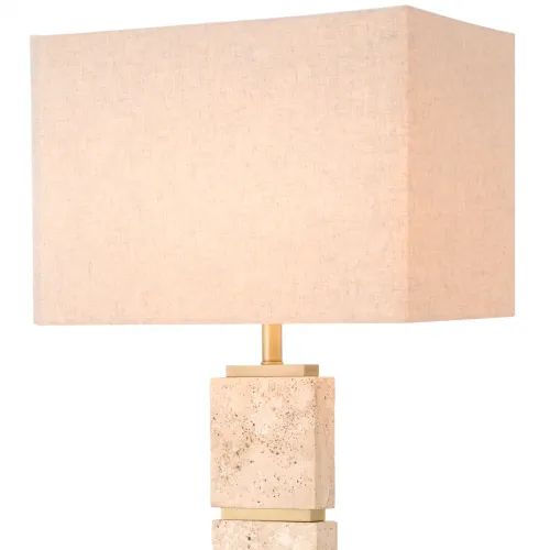 Luxury Travertine & Antique Brass Finish Floor Lamp by Luxury Group International