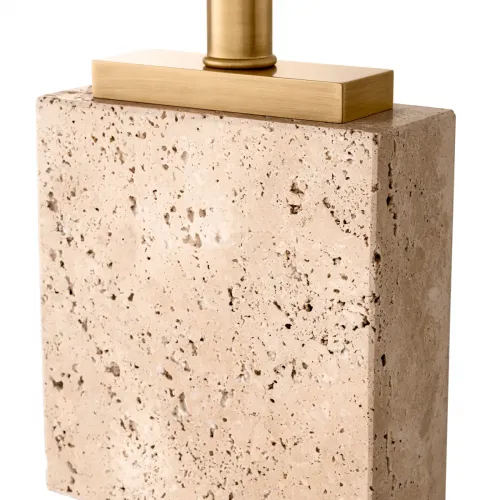 Luxury Travertine & Antique Brass Finish Floor Lamp by Luxury Group International