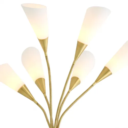 Luxury Antique Brass Finish & White Glass Floor Lamp with Honed Black Marble Base by Luxury Group International