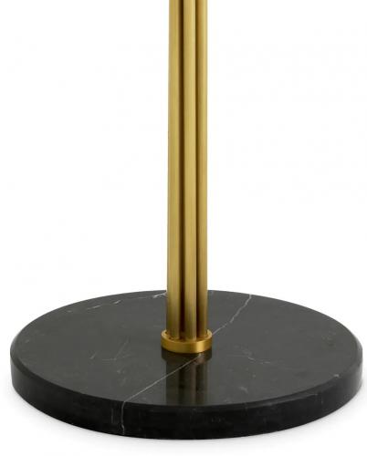 Luxury Antique Brass Finish & White Glass Floor Lamp with Honed Black Marble Base by Luxury Group International