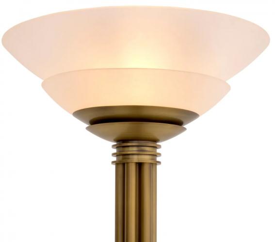 Luxury Antique Brass Finish Floor Lamp with Double Bowl Glass Shades by Luxury Group International
