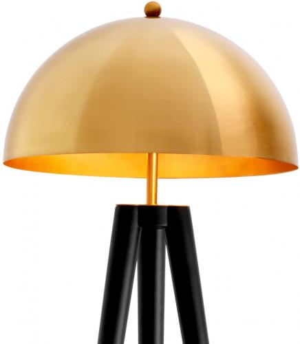 Luxury Gold Finish Dome-Shaped Floor Lamp with Tripod Black Legs by Luxury Group International