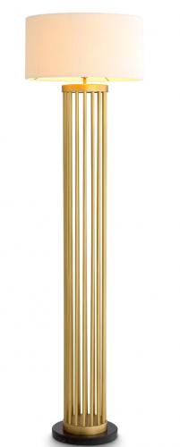 Luxury Antique Brass Finish Floor Lamp with Black Marble Base