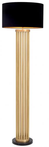 Luxury Antique Brass Finish Floor Lamp with Black Marble Base