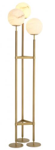 Luxury Antique Brass Finish Floor Lamp with Alabaster Globe