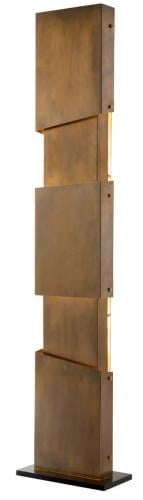 Luxury Vintage Brass Finish Pillar Shaped Floor Lamp