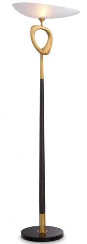 Luxury Antique Brass Black Finish Floor Lamp with White Glass & Marble Base