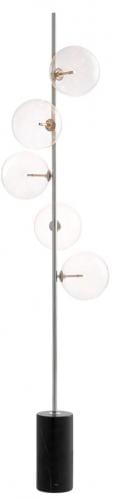 Luxury Nickel Finish Floor Lamp with 5 White Spherical Lampshades