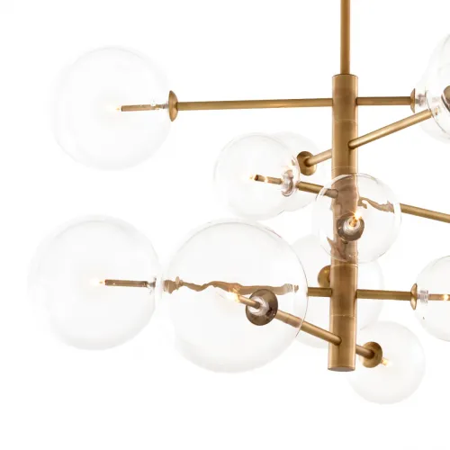 Luxury Antique Brass Finish Floor Lamp with 12 Clear Glass Globes