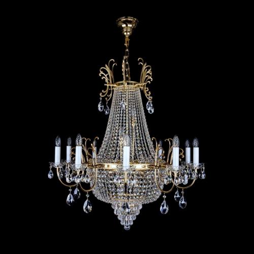 Luxury Crystal Basket Chandelier in Polished Brass – 22 Lights