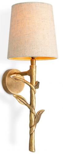 Luxury Vintage Brass Finish Wall Lamp with Linen Shade