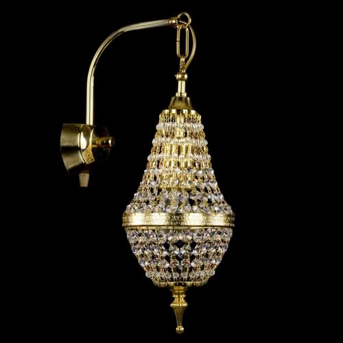 Luxury Crystal Basket Wall Sconce in Polished Brass