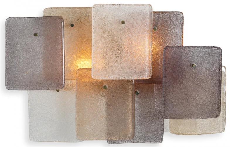 Luxury Vintage Brass Finish Wall Lamp with Handmade Glass by Luxury Group International