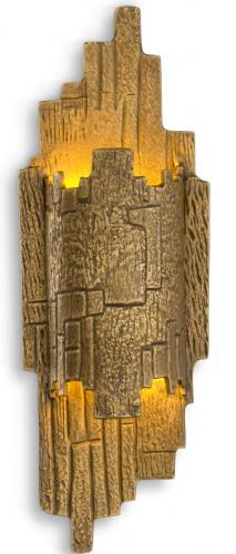 Luxury Vintage Brass Sculptural Textured Wall Lamp by Luxury Group International
