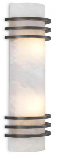 Luxury Alabaster Cylindrical Wall Lamp with Bronze Finish Frame by Luxury Group International