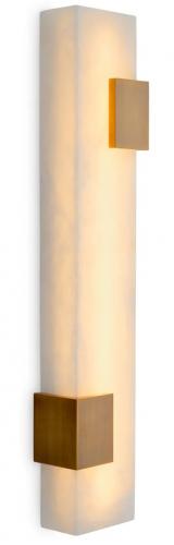 Luxury Alabaster Rectangular Wall Lamp with Antique Brass Finish by Luxury Group International