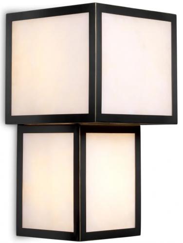 Luxury Alabaster Many Square Wall Lamp with Black Finish Frame by Luxury Group International