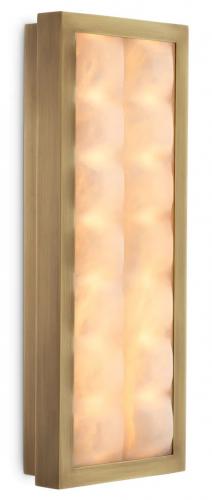 Luxury Rectangular Alabaster Wall Lamp with Brass Finish Frame by Luxury Group International