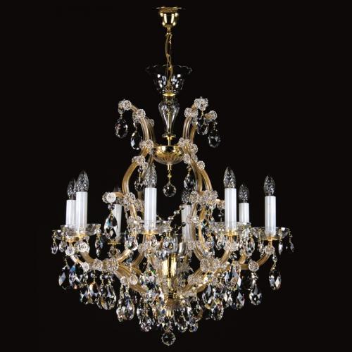 Luxury Classic Multi-Arm Crystal Chandelier in Polished Brass by Luxury Group International