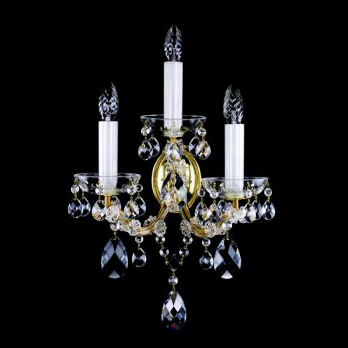 Luxury Gilded Crystal Cascade Three-Arm Wall Sconce