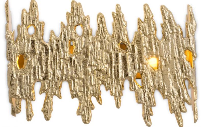 Luxury Designer Gold Finish Wall Lamp with Organic Abstract Structure by Luxury Group International