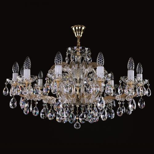 Luxury Polished Brass Crystal Grand Ceiling Chandelier – 12 Lights by Luxury Group International