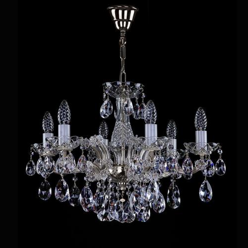 Luxury Polished Nickel Crystal Cascade Chandelier – 6 Lights by Luxury Group International