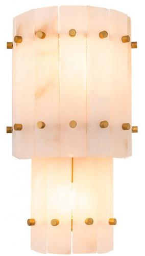 Luxury Antique Brass Alabaster Double Wall Lamp by Luxury Group International