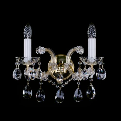 Luxury Crystal Cascade Wall Lamp in Polished Brass Finish – 2 Lights by Luxury Group International