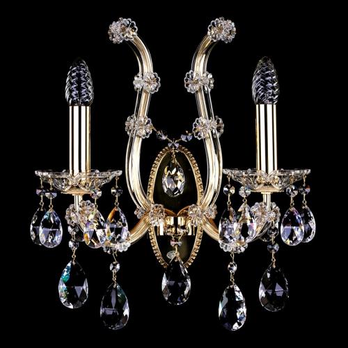 Luxury Crystal Wall Sconce with Polished Brass Finish – 2 Lights