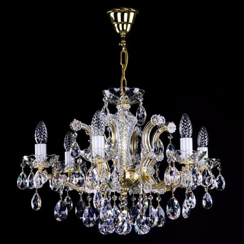 Luxury Classic Cascade Crystal Chandelier in Polished Brass – 6 Lights Design by Luxury Group International