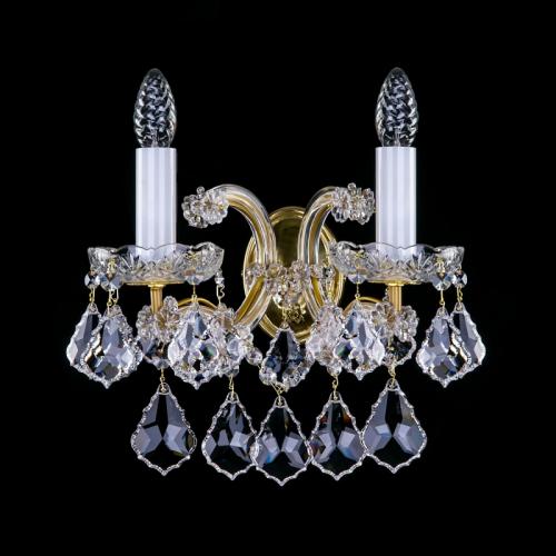 Luxury Crystal Drop Wall Lamp in Polished Brass – 2 Lights Design by Luxury Group International