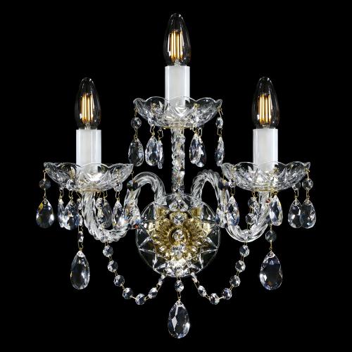 Luxury Crystal Candle Style Wall Lamp in Polished Brass Finish – 3 Lights by Luxury Group International