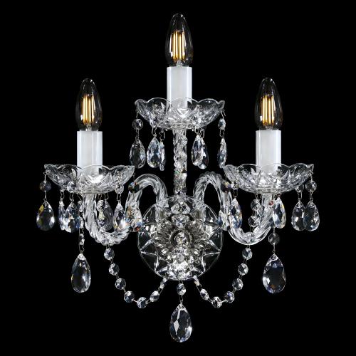 Luxury Crystal Candle Style Wall Lamp in Polished Nickel Finish – 3 Lights by Luxury Group International