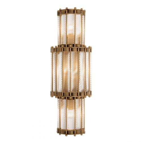 Luxury Antique Brass Wall Lamp with Handcrafted Glass by Luxury Group International