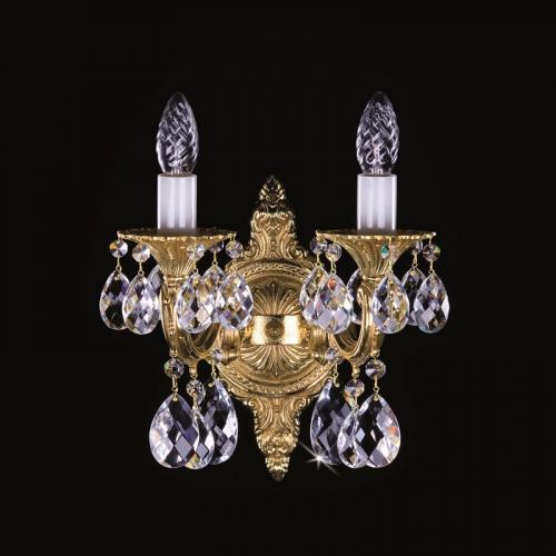 Luxury Ornate Crystal Wall Lamp in Polished Brass – 2 Lights by Luxury Group International