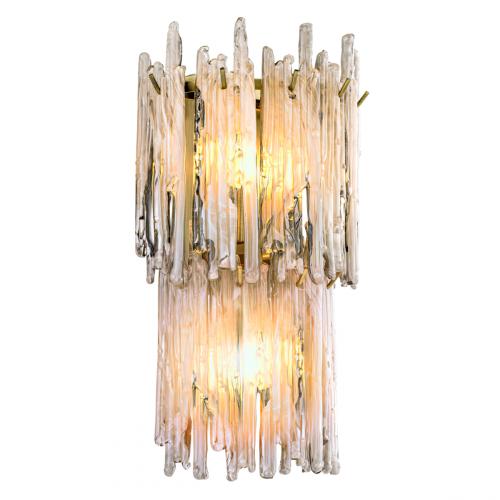 Luxury Light Brushed Brass & Smoke Glass Double Wall Lamp by Luxury Group International