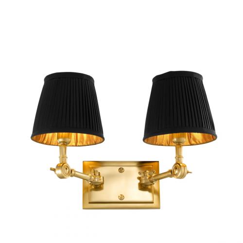 Luxury Double Wall Lamp with Adjustable Arms & Pleated Shades by Luxury Group International