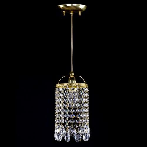 Luxury Cylindrical Crystal Chandelier with Polished Brass Finish
