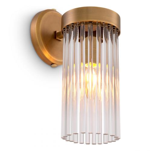 Luxury Antique Brass Single Wall Lamp with Clear Glass Rods by Luxury Group International