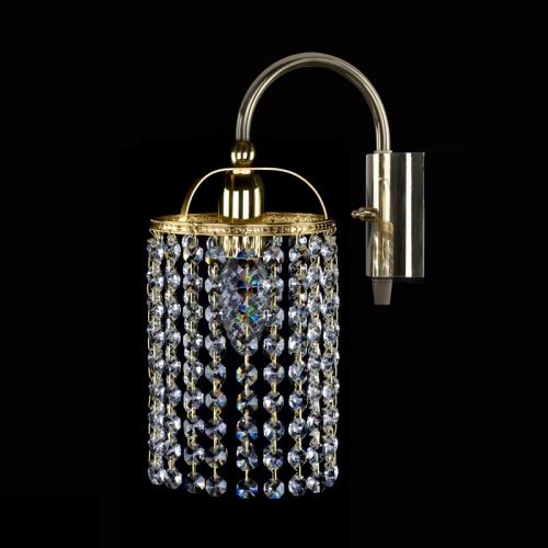 Luxury Cylindrical Crystal Wall Lamp in Elegant Brass Frame by Luxury Group International